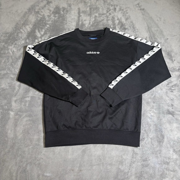 adidas Other - Adidas Sweatshirt Men's Medium Small Black TNT Tape Crew Trefoil Sleeve Logo